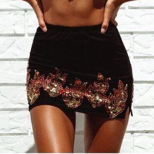 Her Pony blazed embellished super mini skirt